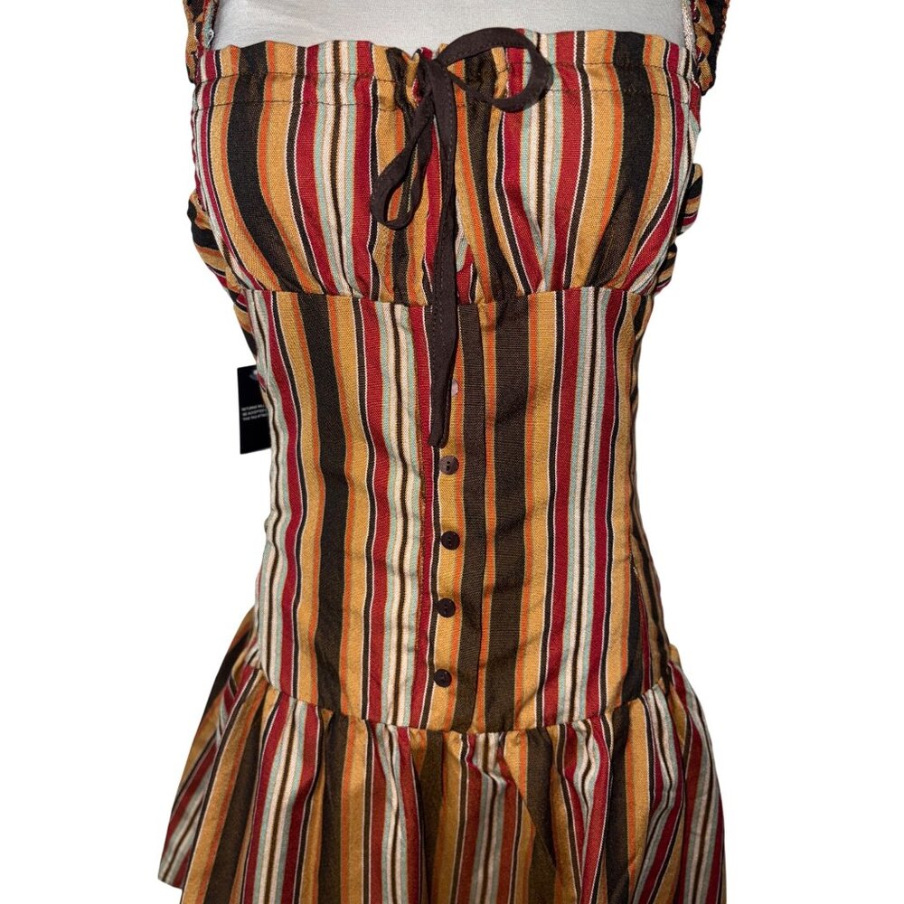 LIONESS Heart Shaped Mini Dress in Vintage Stripe Medium New Womens - Picture 6 of 12